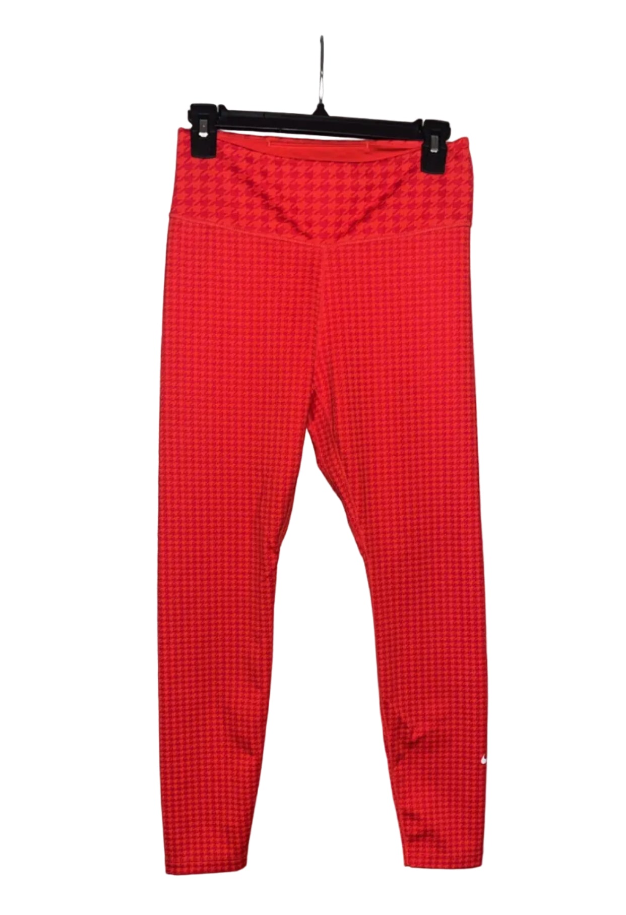 Nike Dri-FIT red orange houndstooth leggings front view