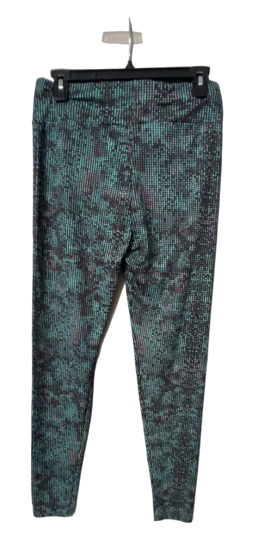 Nike iridescent teal dot print leggings back view, size Large