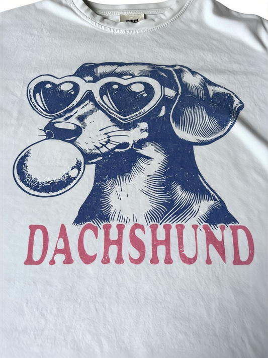 Dachshund Graphic Tee – White – Size M