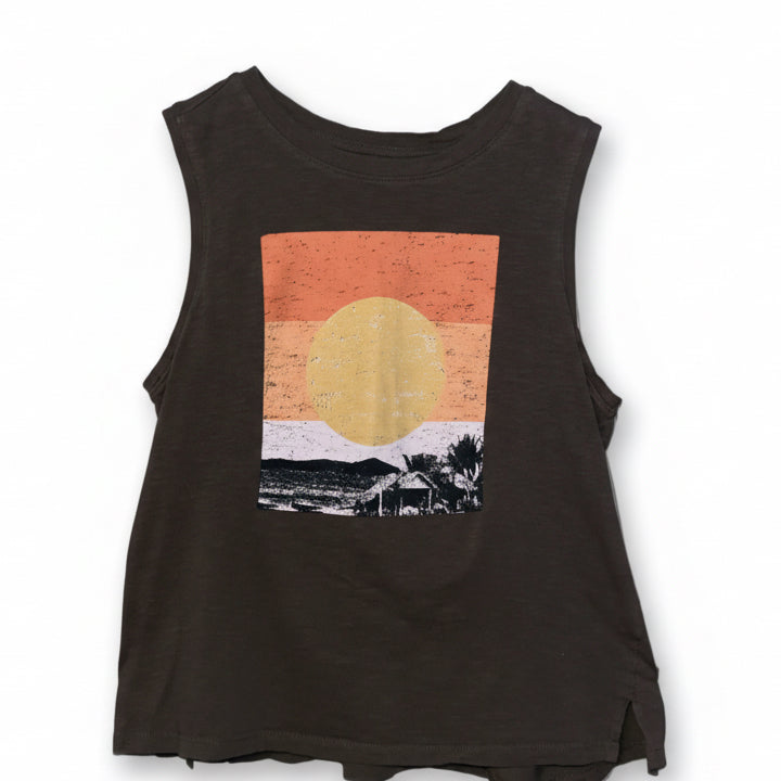 Sunset Mountain scene - Graphic Muscle Tank
