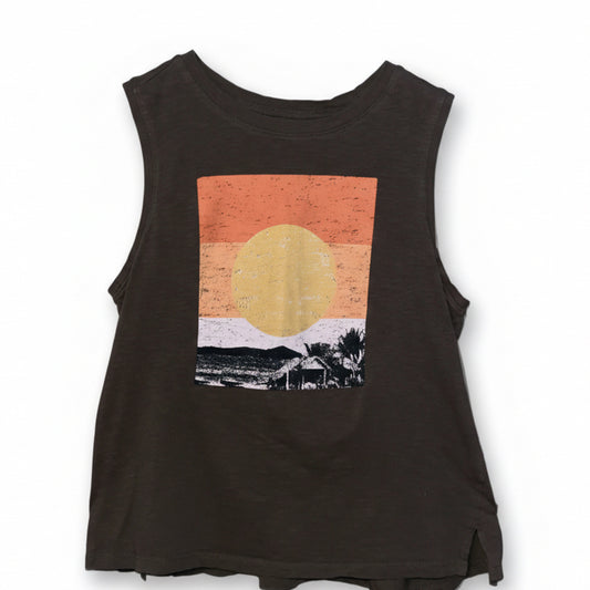 Sunset Mountain scene - Graphic Muscle Tank