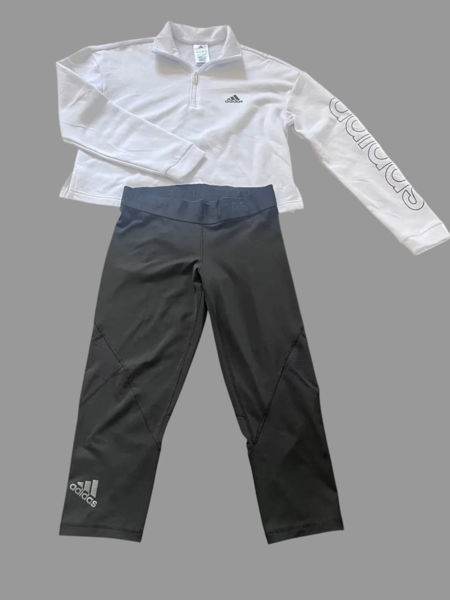 Adidas Quarter-Zip + Leggings Outfit – Size Medium