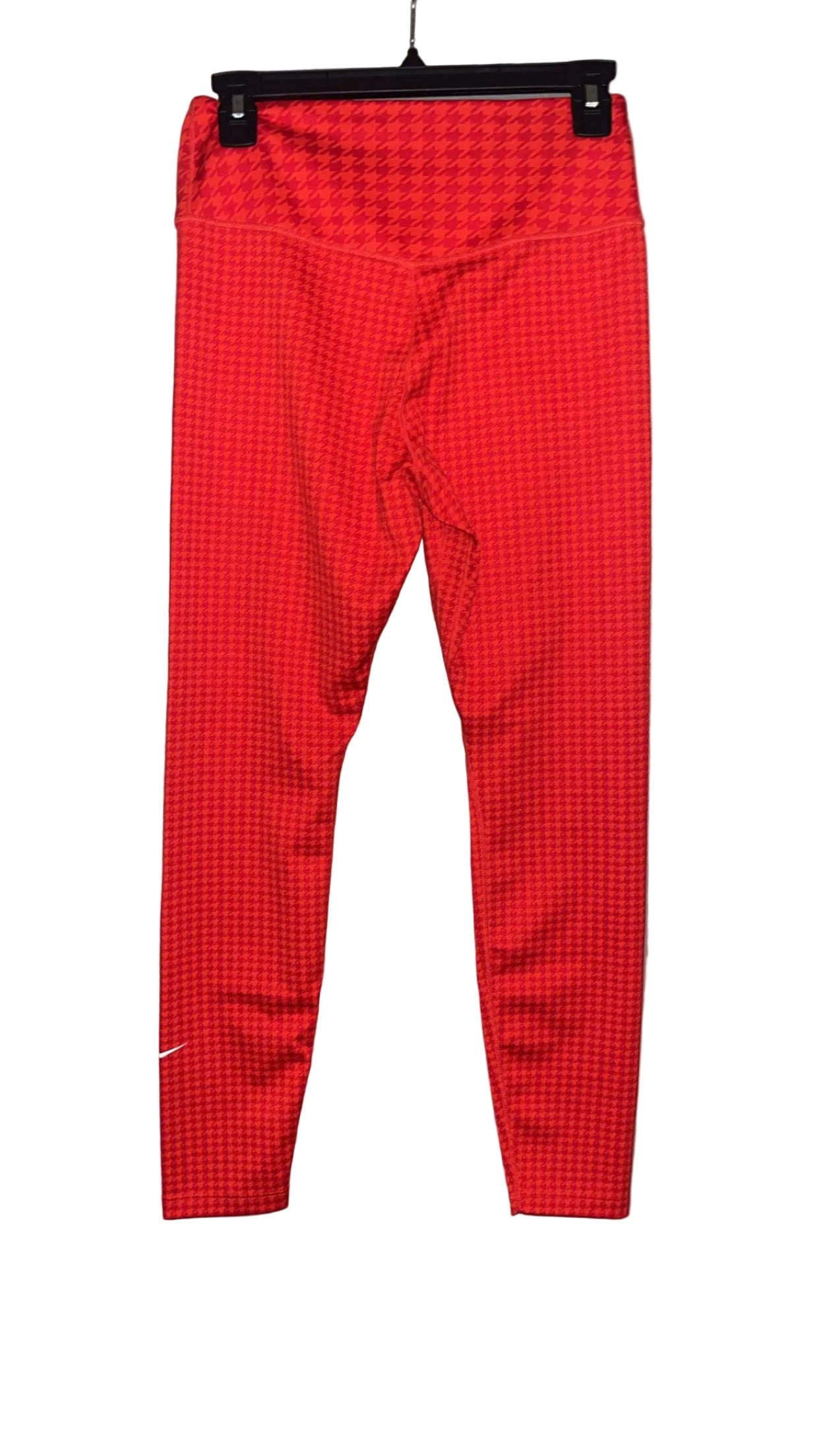 Nike Dri-FIT red orange houndstooth leggings back view