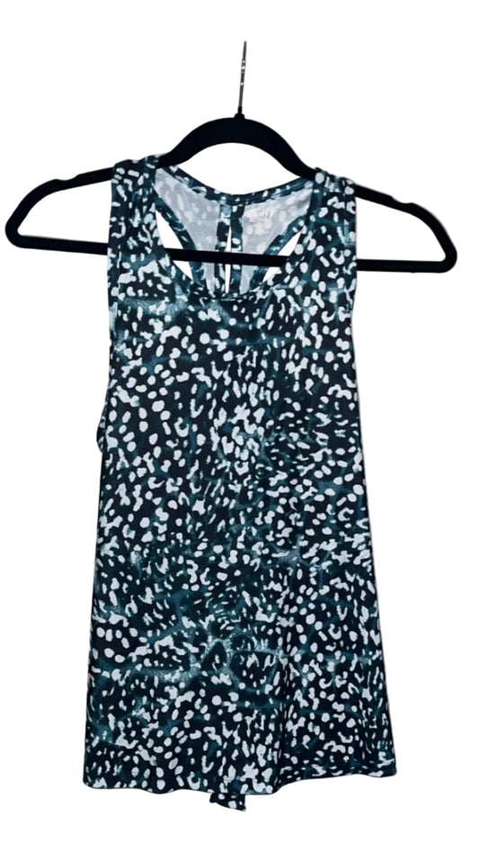 Old Navy Active racerback tank green black white spotted print front view