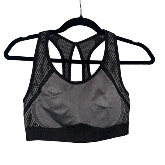 Avia black grey diamond mesh racerback sports bra front view