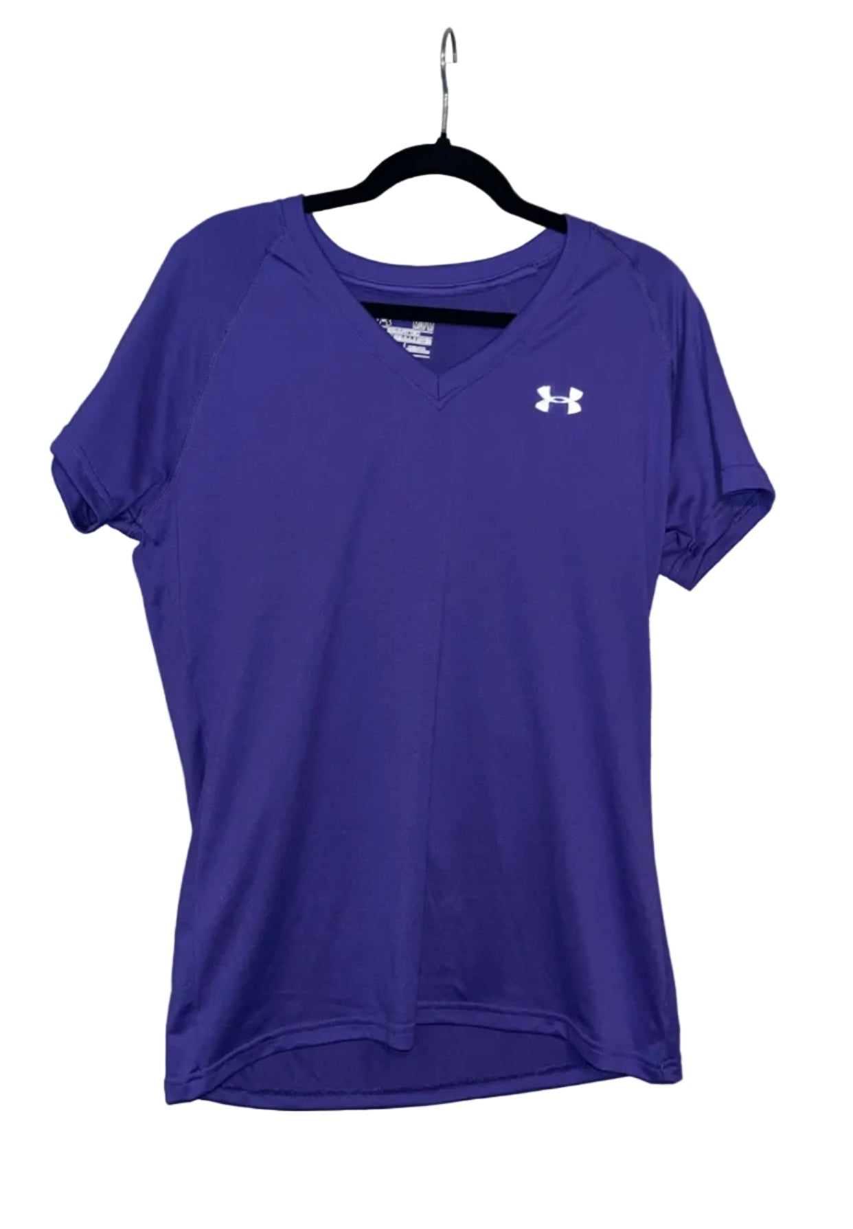 Under Armour purple HeatGear tech tee front view