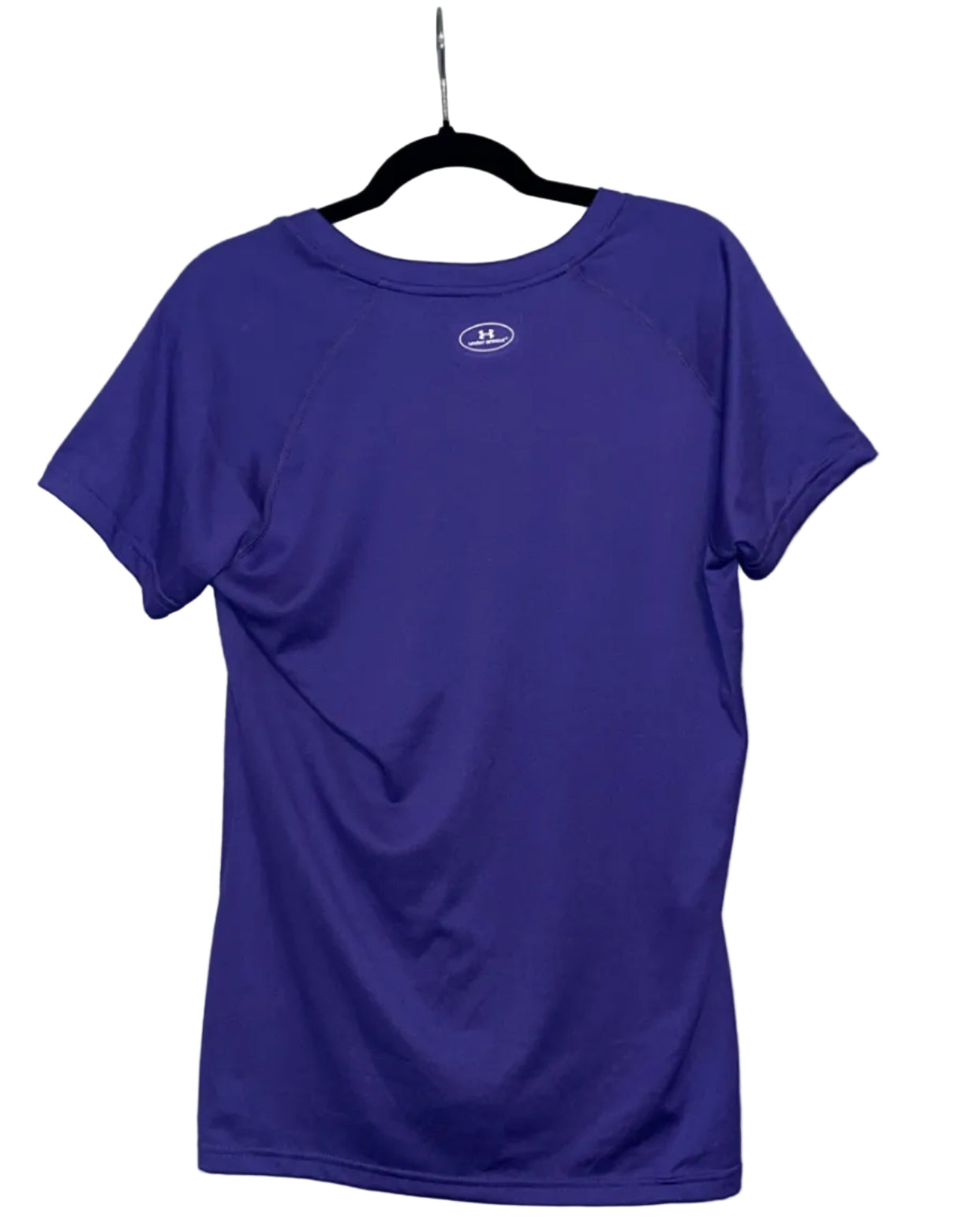Under Armour purple HeatGear tech tee back view