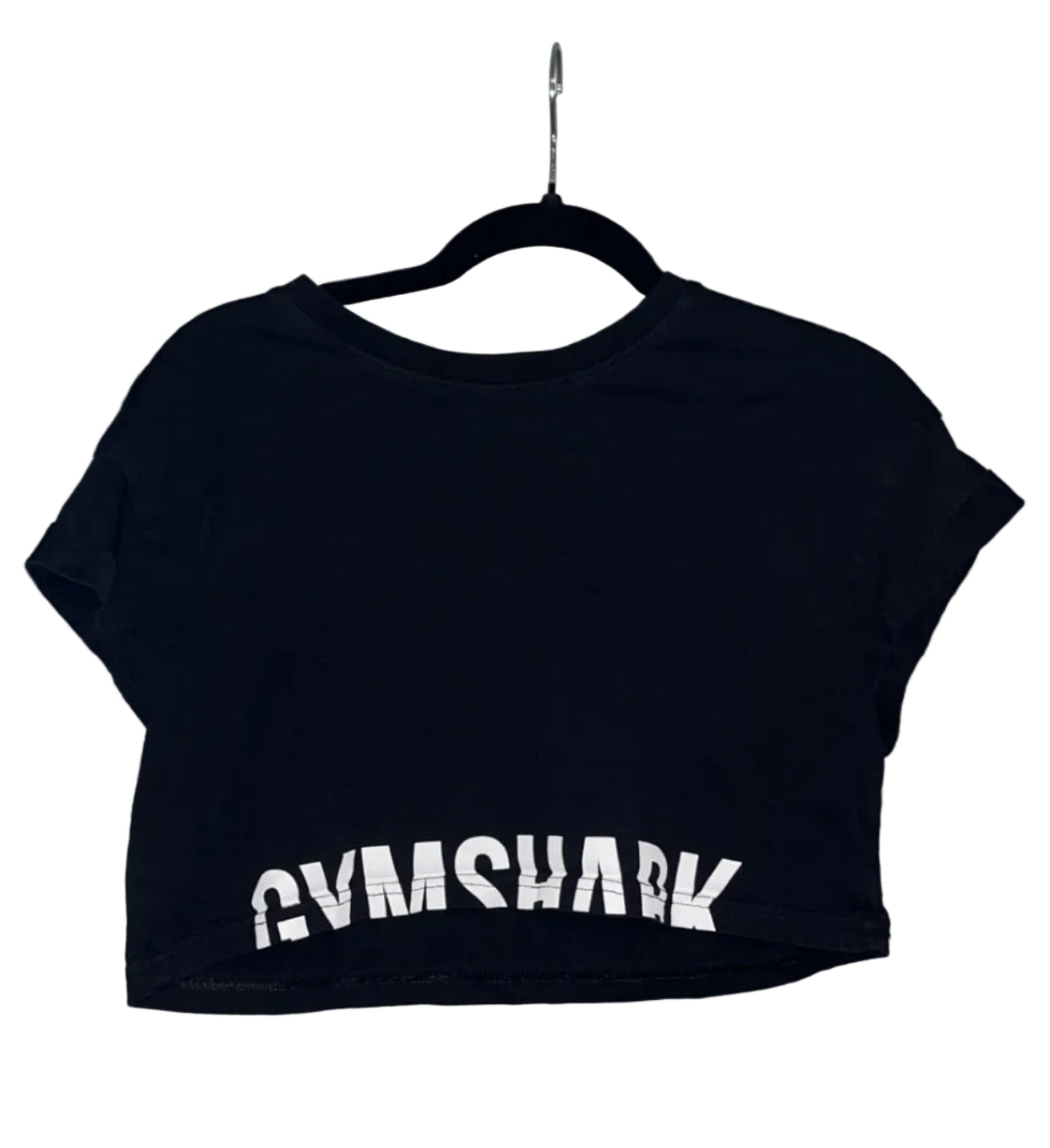 Gymshark black crop tech tee front view