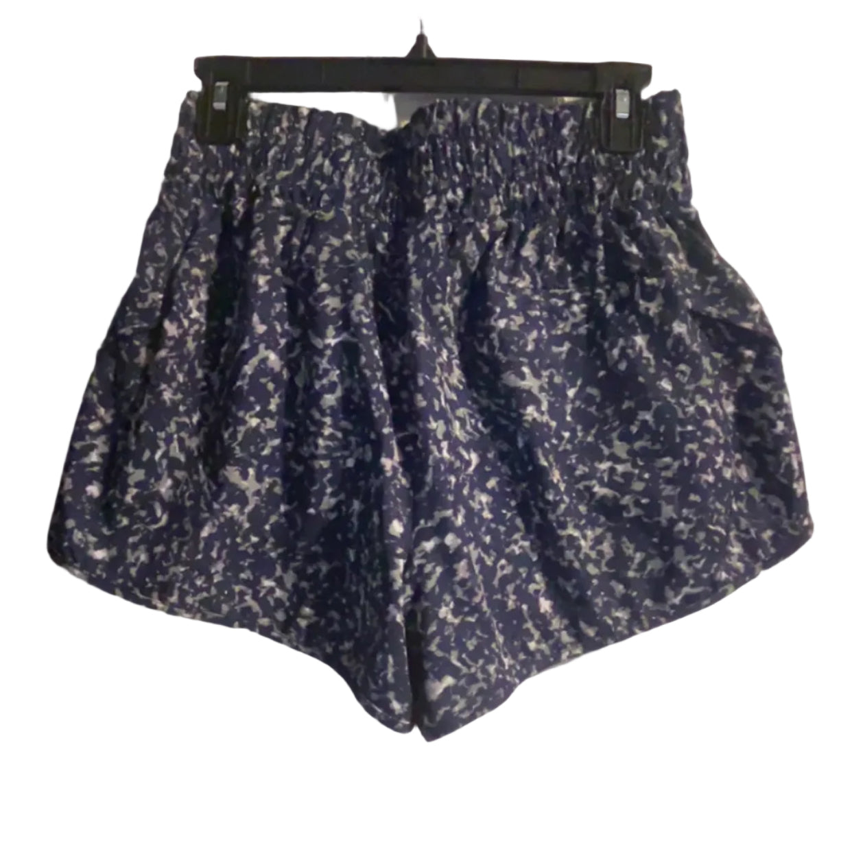 Avia navy floral running shorts back view, size Medium