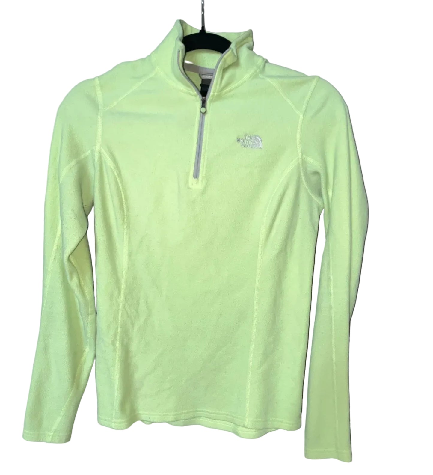 The North Face Quarter-Zip Fleece Pullover Lime Green - Front View