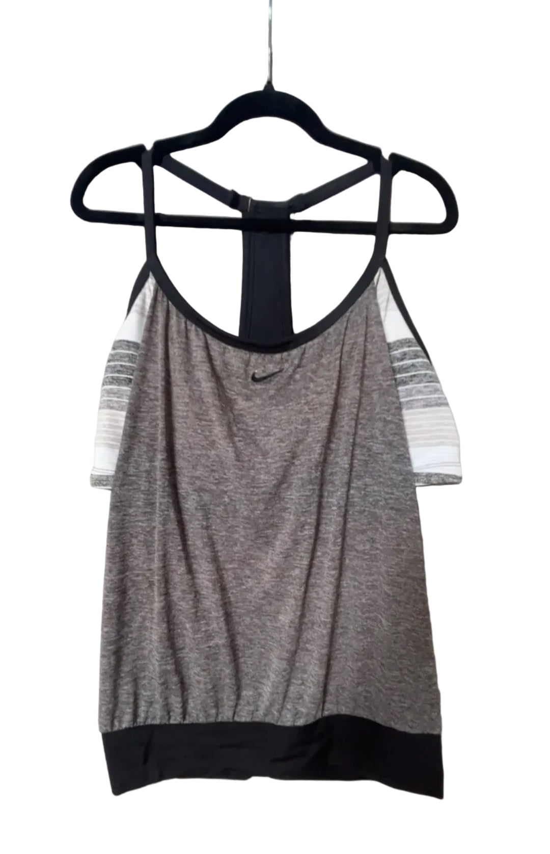 Nike Layered Racerback Tank Top Grey Black - Front View