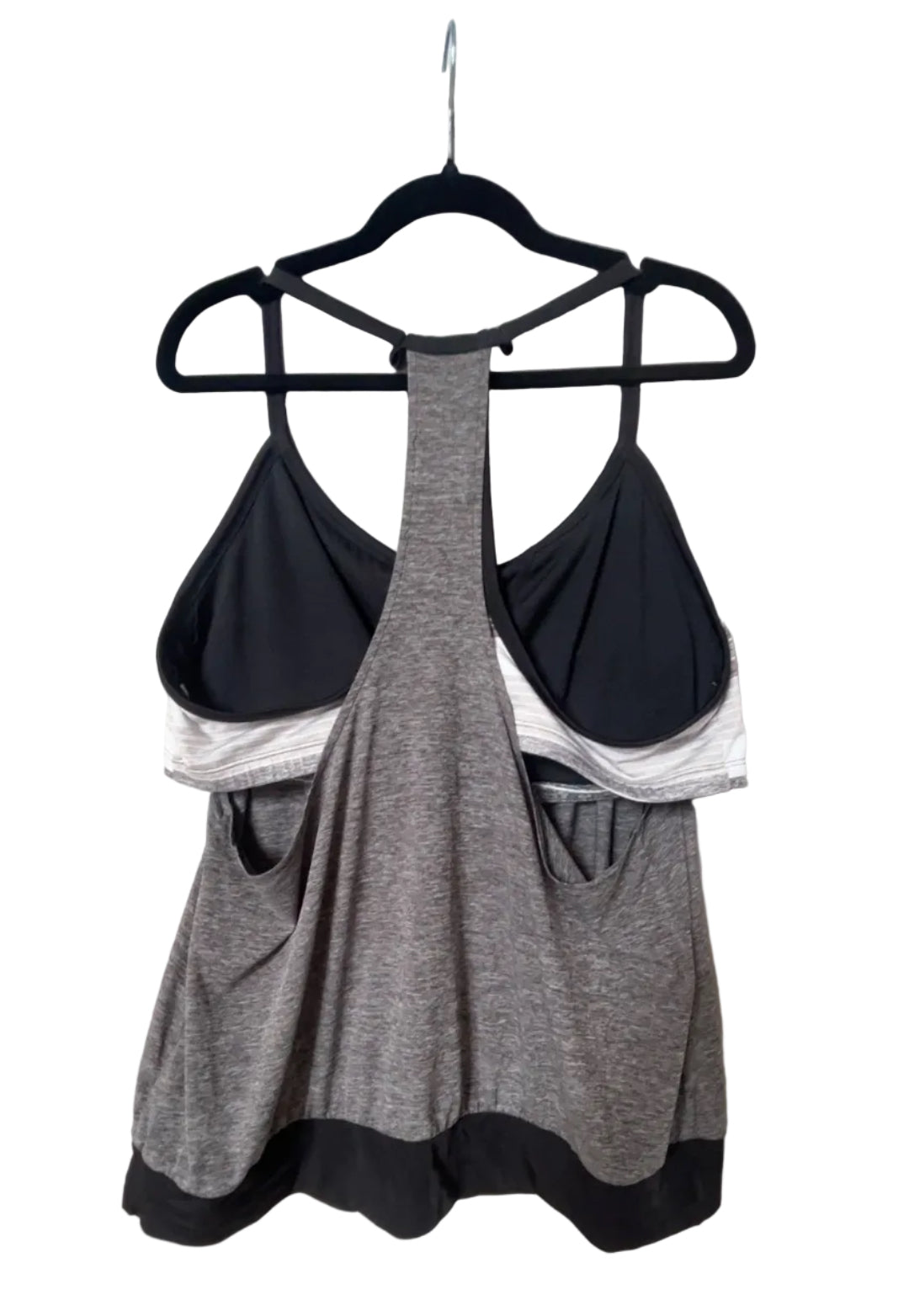 Nike Layered Racerback Tank Top Grey Black - Back View