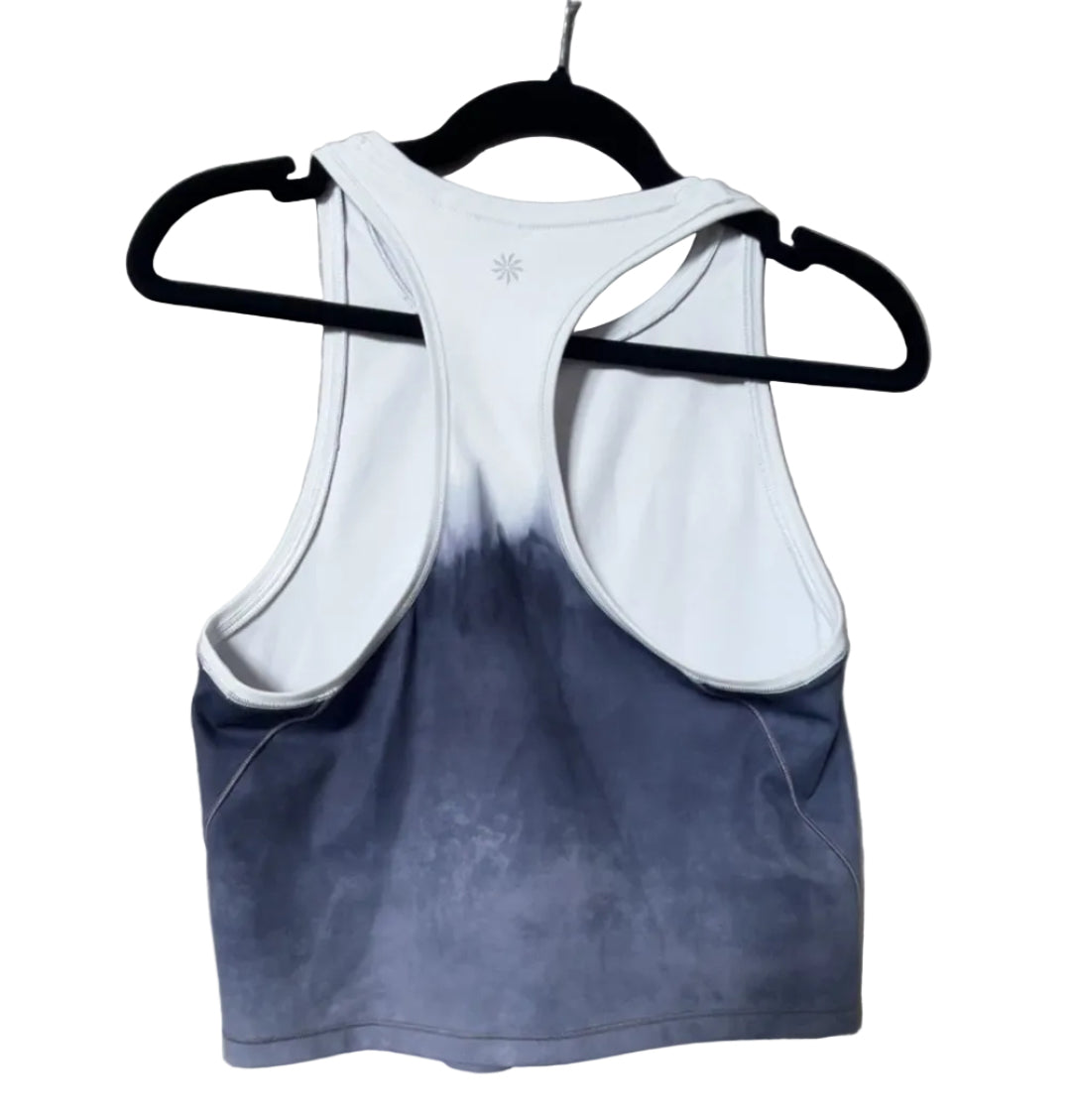 Athleta Ombre Racerback Crop Tank White Blue - Back View