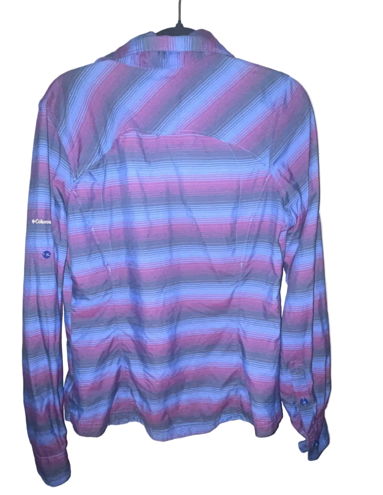 Columbia Omni-Shade long sleeve shirt back view showing vented panels