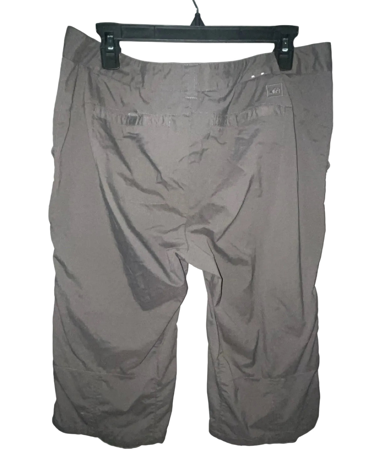 REI grey capris back view showing velcro pockets