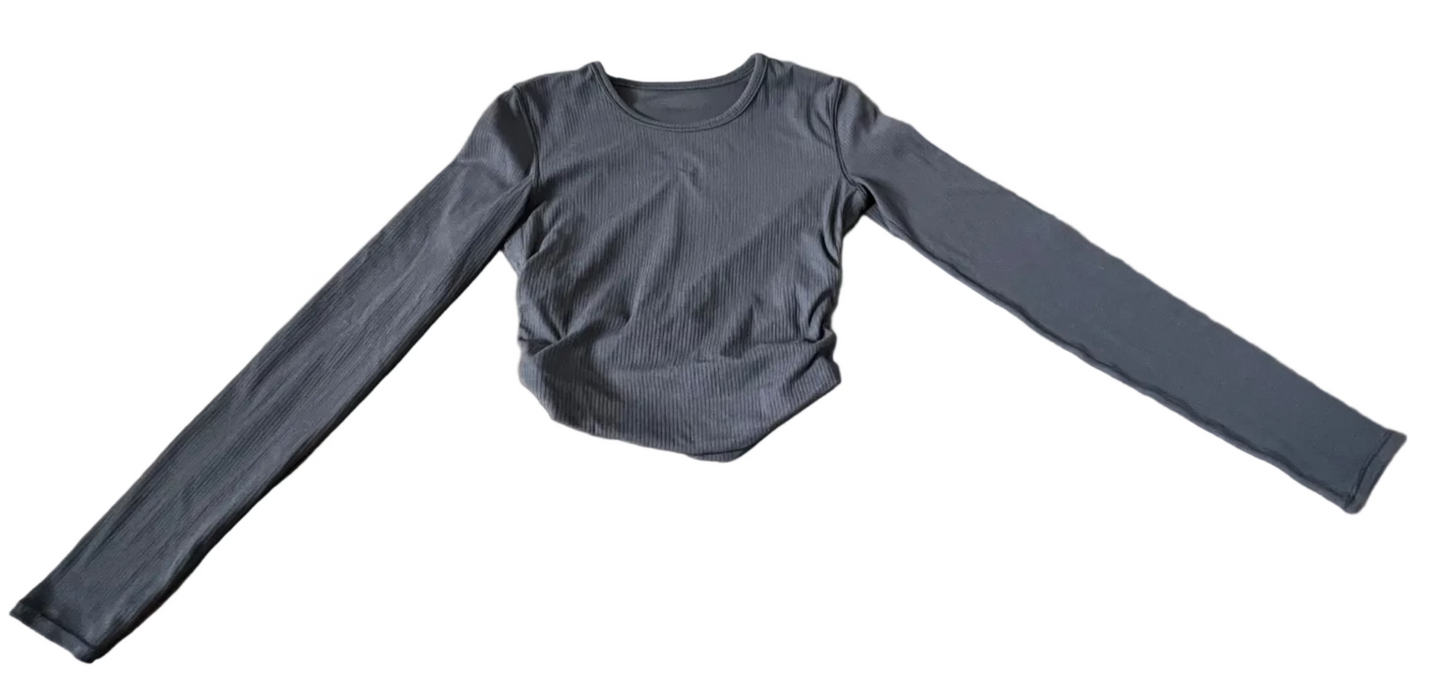 Lululemon Ribbed Long Sleeve Crew Top - Black - Small