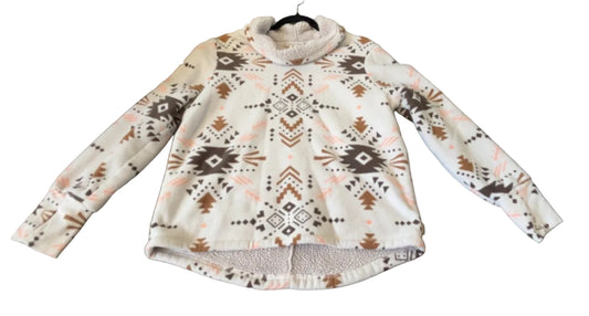 Front view of cream Avalanche southwest print fleece pullover in size Medium
