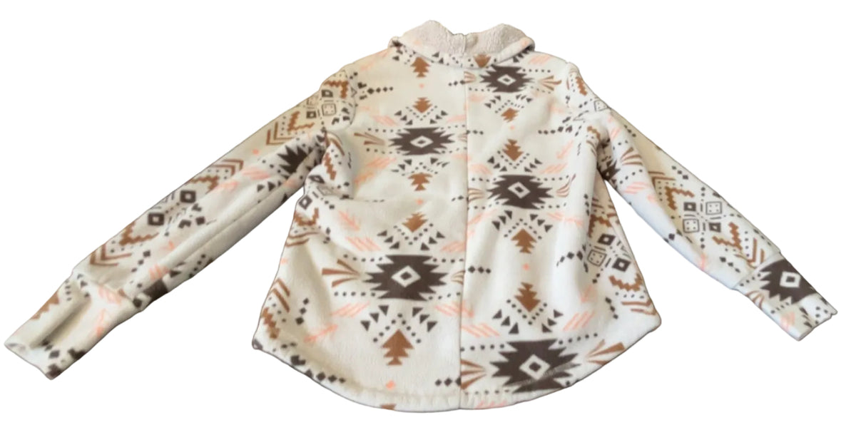 Back view of cream Avalanche southwest print fleece pullover
