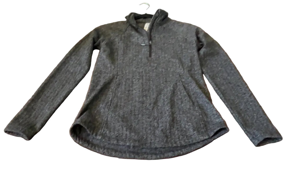 Front view of grey Kyodan textured quarter-zip pullover in size Small