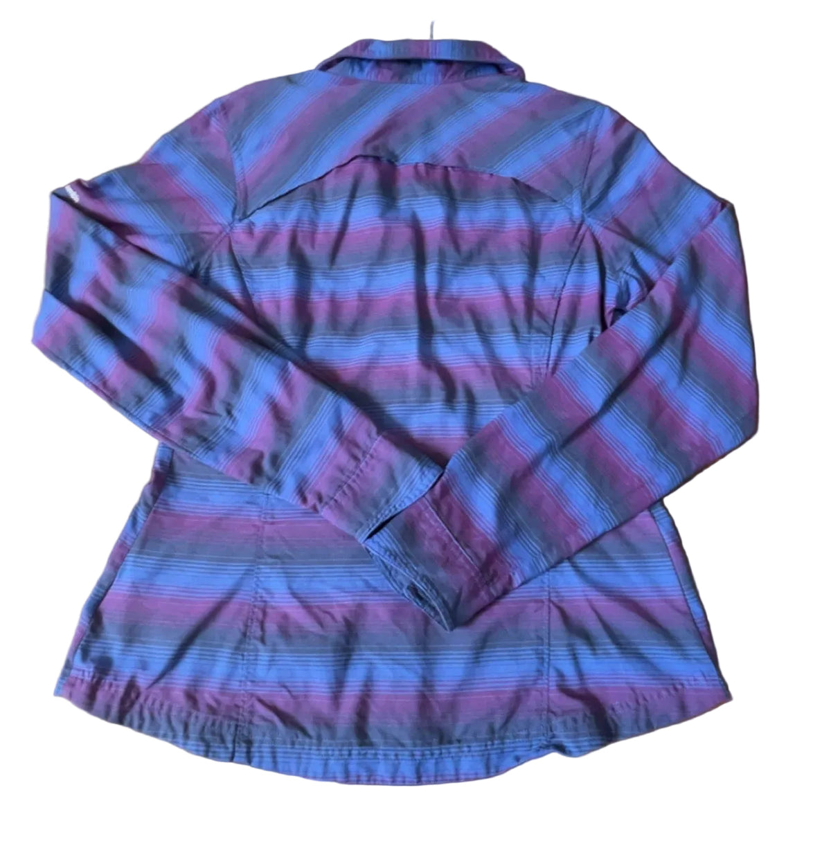 Columbia Omni-Shade Long Sleeve Shirt | Blue & Purple Stripe | Size Medium