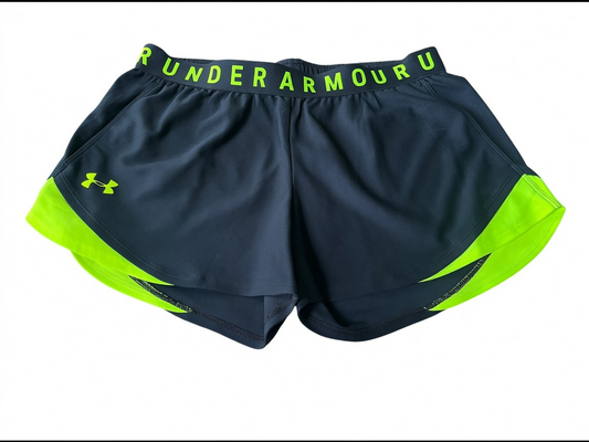 Under Armour Loose HeatGear Running Shorts – Black/Neon Yellow – Size M