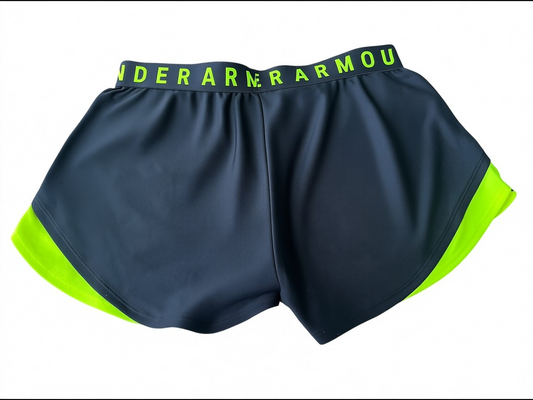 Under Armour Loose HeatGear Running Shorts – Black/Neon Yellow – Size M