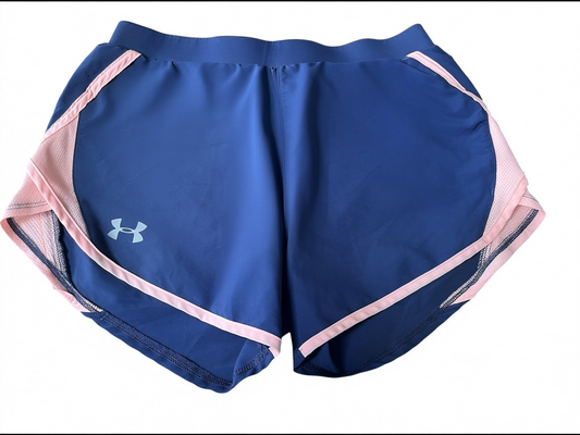 Under Armour Loose HeatGear Running Shorts – Navy/Blush Pink – Size S