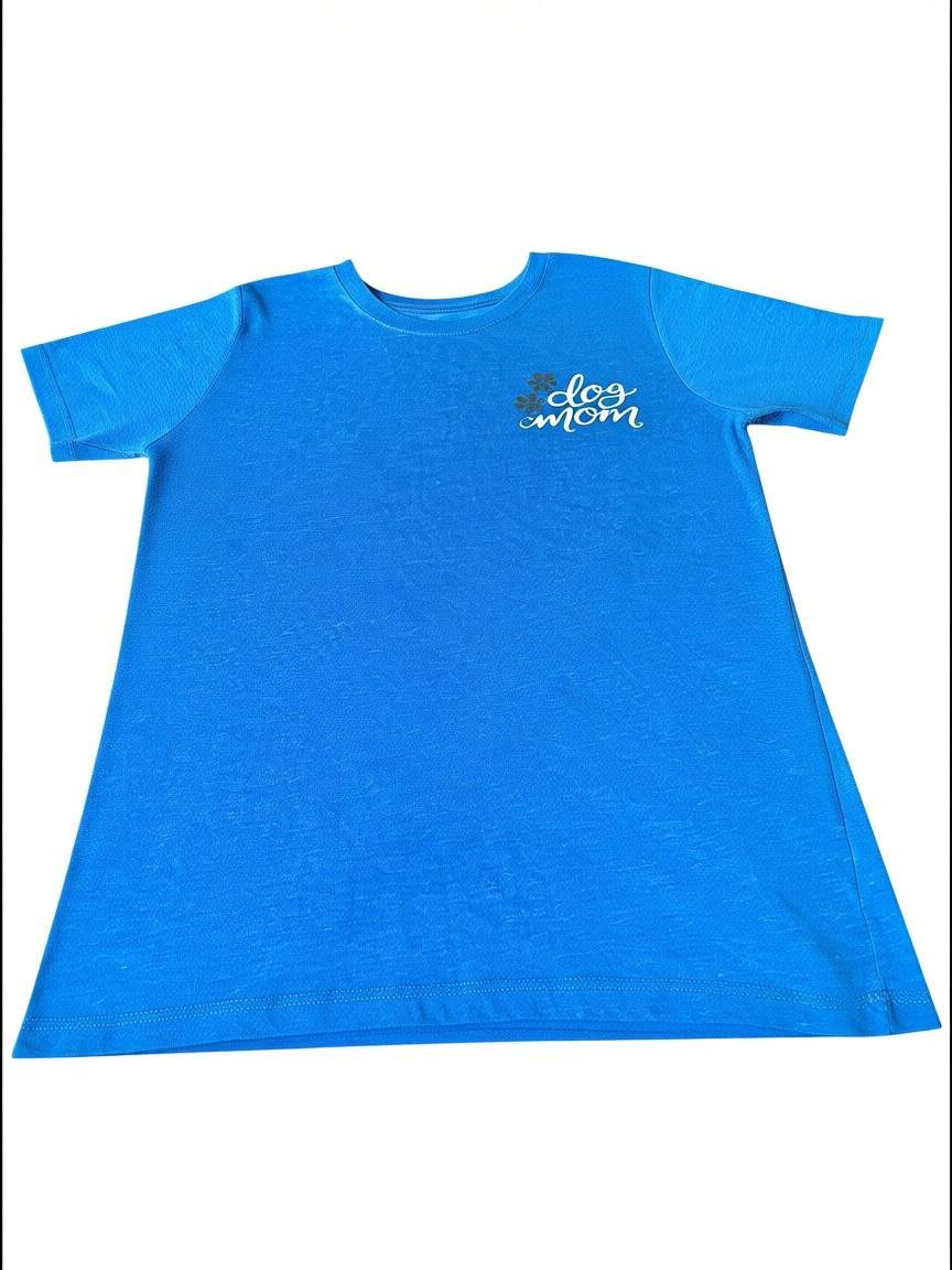 Dog Mom Graphic Tee – Bright Blue – Size M