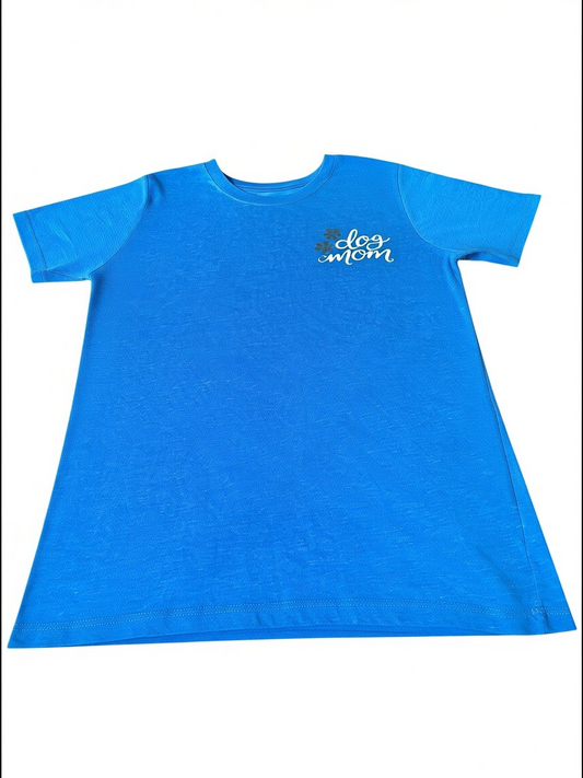 Dog Mom Graphic Tee – Bright Blue – Size M