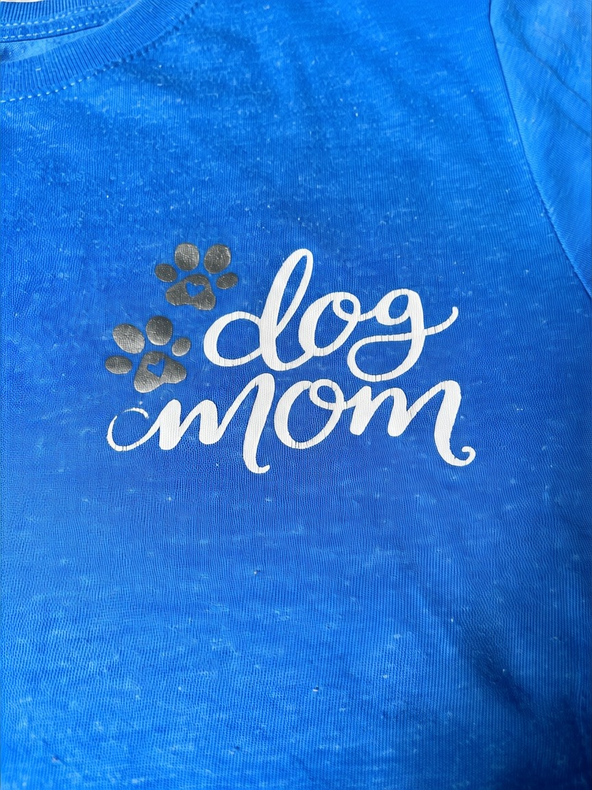 Dog Mom Graphic Tee – Bright Blue – Size M