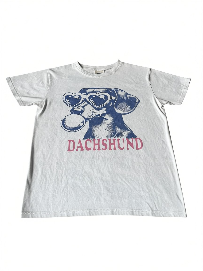 Dachshund Graphic Tee – White – Size M