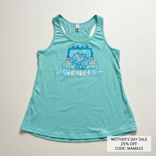 Wave Graphic Tank – Mint – Size Medium
