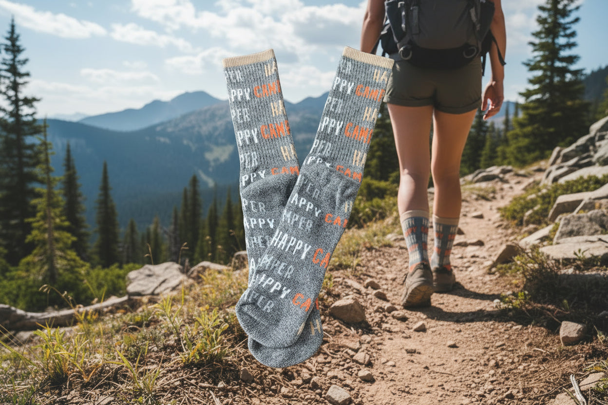 Happy Camper Crew Socks-NEW