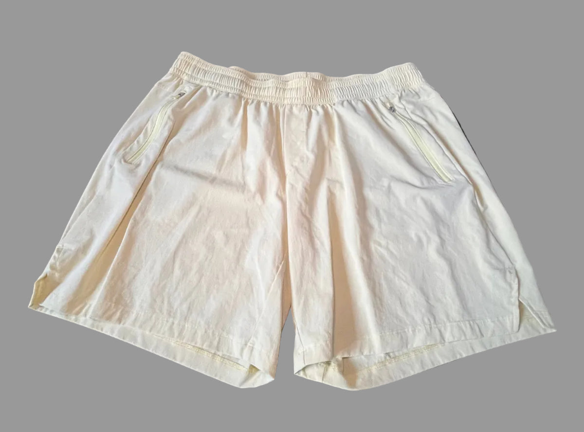 Front view of cream All in Motion athletic shorts in size Large